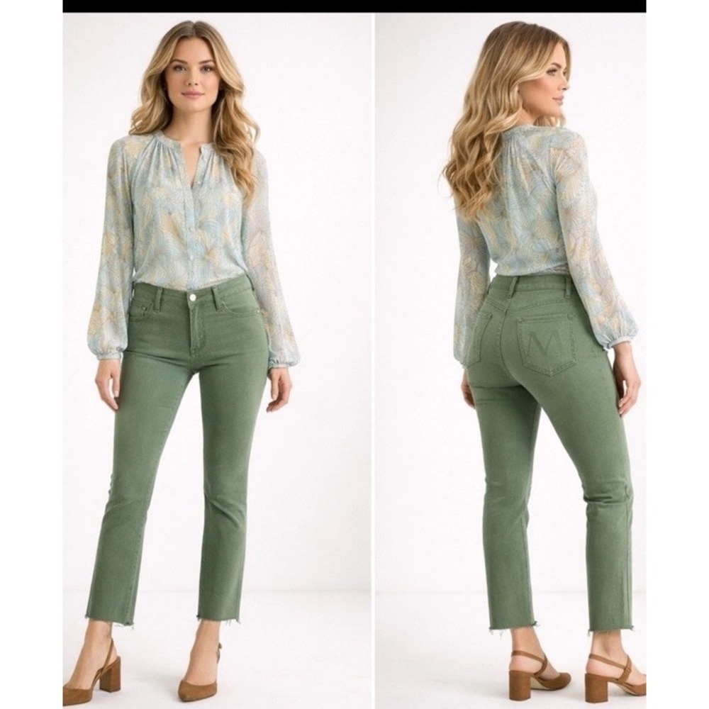 MOTHER Jeans Rascal Ankle Snippet Amy Army Green Raw Hem Preppy Boho USA (28x26)